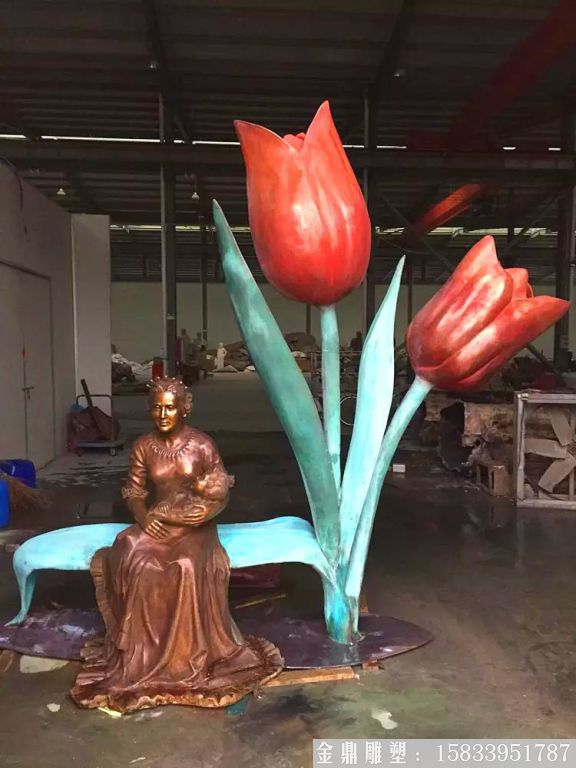 彩绘人物铜雕塑 (2)